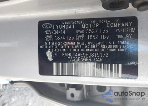 2015 Hyundai Accent Gls from USA, damaged, VIN KMHCT4AE9FU819172